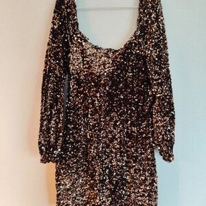 Sequin Long Sleeve Dress